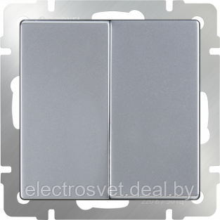 Выключатель двухклавишный (серебряный) WL06-SW-2G - фото 1 - id-p105686860