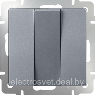 Выключатель трехклавишный (серебряный) WL06-SW-3G - фото 1 - id-p105686955