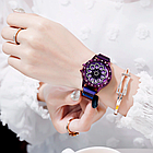 Часы женские с вращающимся циферблатом и магнитным браслетом (фиолетовые), фото 4