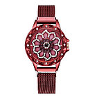 Часы женские с вращающимся циферблатом и магнитным браслетом (цвет красный), фото 2