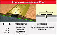 Порог- стык 25 мм, 1.35м цвет: серебро, золото