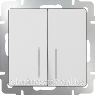 Выключатель двухклавишный с подсветкой (белый) WL01-SW-2G-LED - фото 1 - id-p105757995