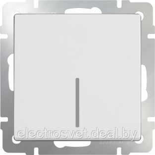 Выключатель одноклавишный проходной с подсветкой (белый) WL01-SW-1G-2W-LED - фото 1 - id-p105758072