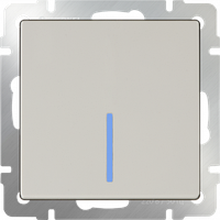 Выключатель одноклавишный проходной с подсветкой (слоновая кость) WL03-SW-1G-2W-LED