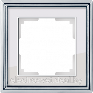 Рамка на 1 пост (хром/белый) WL17-Frame-01 - фото 1 - id-p105759913