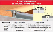 Порог- стык 40 мм, 0.9м (скрытое крепление) цвет: серебро, золото
