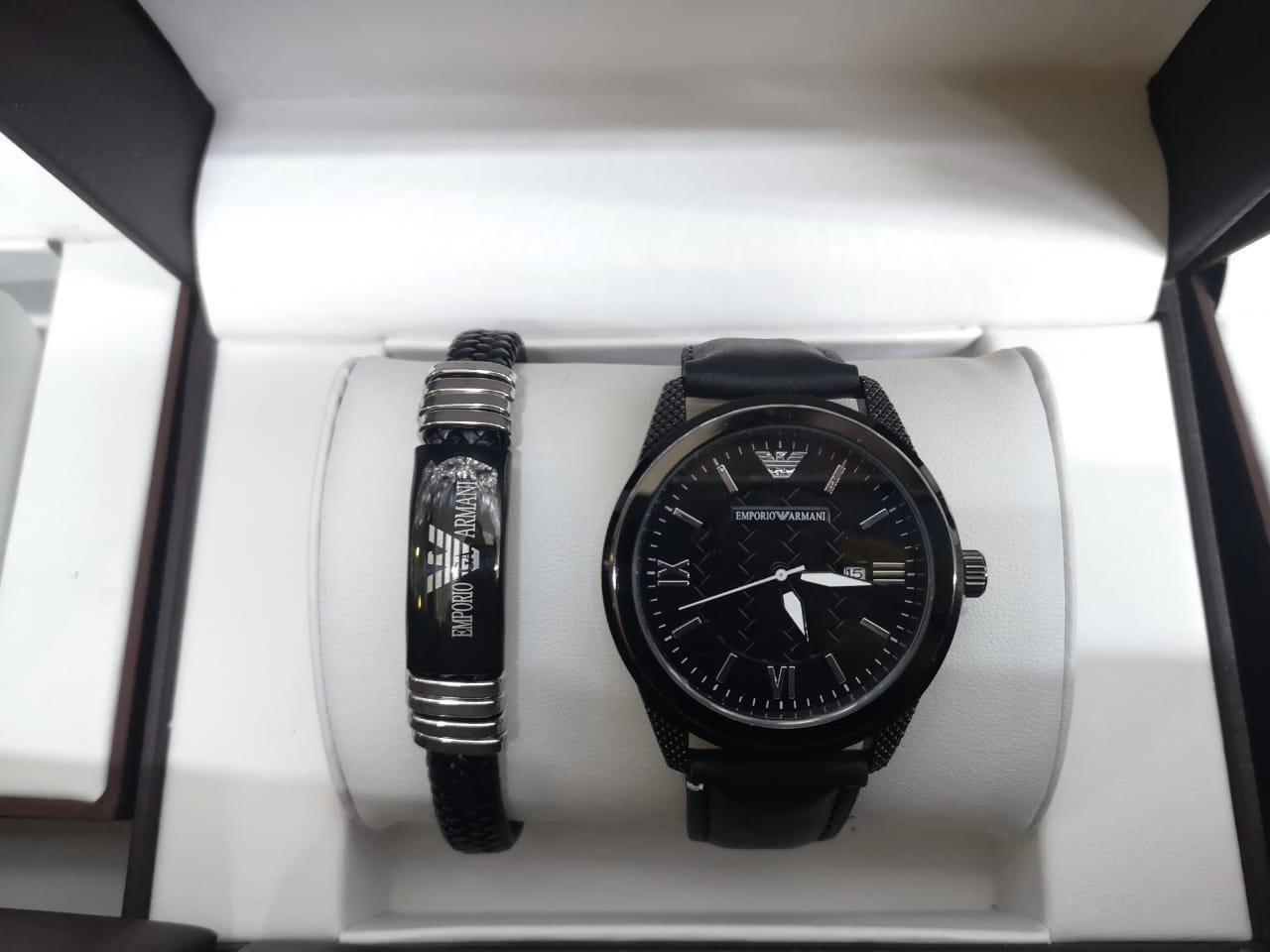 Мужской подарочный набор часы и браслет Armani