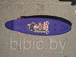 Пенни борд Penny board / скейт с принтом, светящимися колёсами и ручкой Пиратский