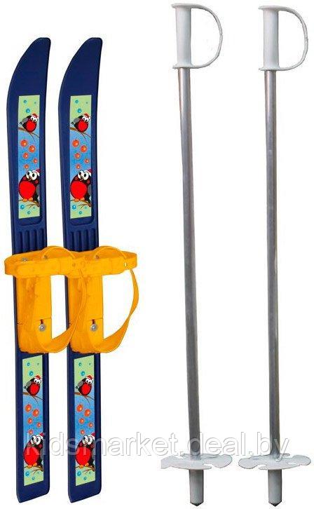 Лыжи детские "Олимпик-спорт" Снегири 66 см с палками (от 3-6 лет)