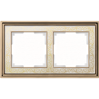 Рамка на 2 поста (золото/белый) WL77-Frame-02
