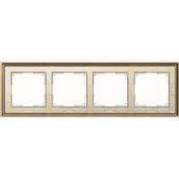 Рамка на 4 поста (золото/белый) WL77-Frame-04