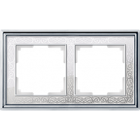 Рамка на 2 поста (хром/белый) WL77-Frame-02