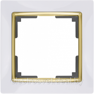 Рамка на 1 пост (белый/золото) WL03-Frame-01-white-GD - фото 1 - id-p105931544
