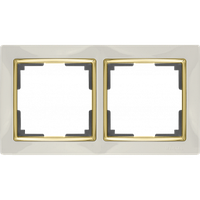 Рамка на 2 поста (слоновая кость/золото) WL03-Frame-02-ivory-GD