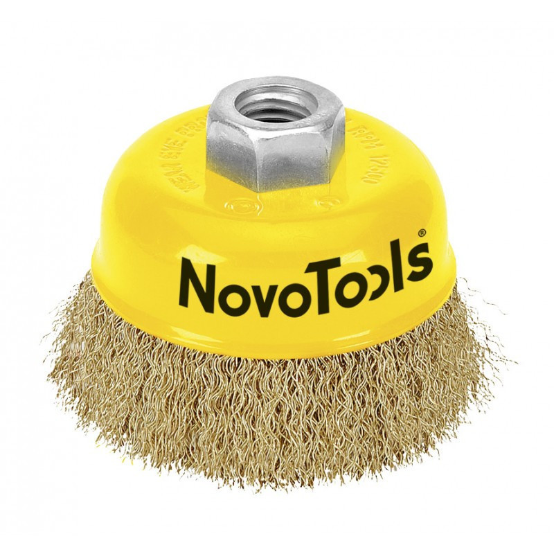 Щётка торцевая NovoTools, гофр. латунь, 85мм