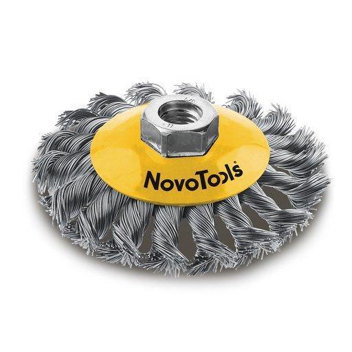 Щётка конусная NovoTools, плет. сталь, 100мм
