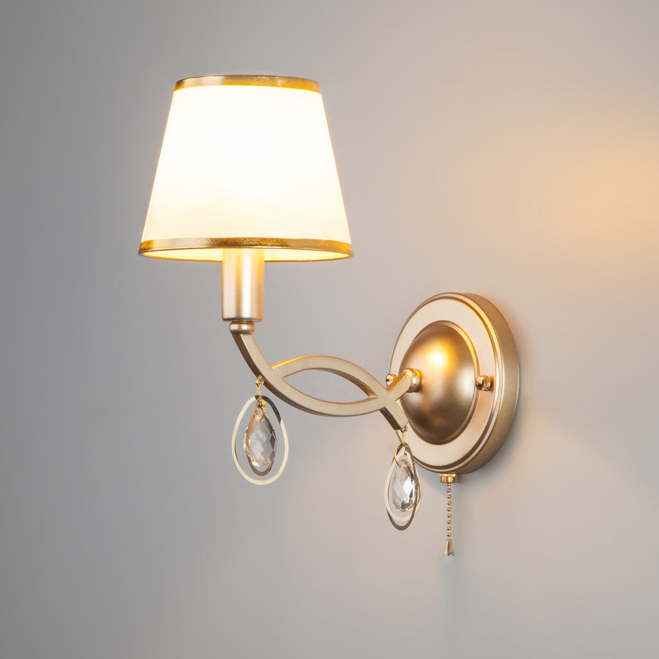 Настенный светильник с абажуром 60091/1 перламутровое золото Salita Eurosvet - фото 3 - id-p105957789