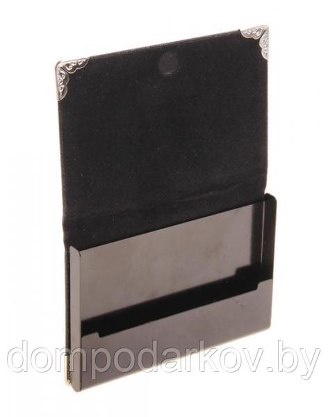 Визитница с металлической вставкой и уголками, цвет чёрный, горизонтальная - фото 2 - id-p105977240