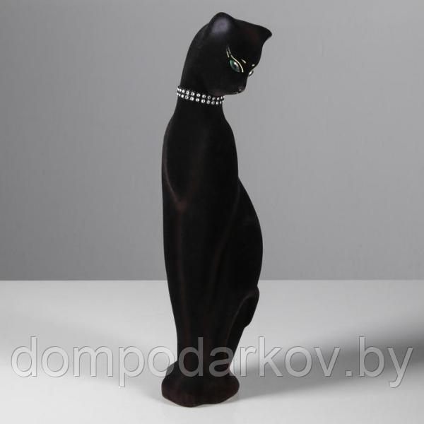 Копилка "Кошка Багира в ожерелье" флок, чёрная