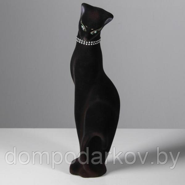 Копилка "Кошка Багира в ожерелье" флок, чёрная - фото 2 - id-p105977247
