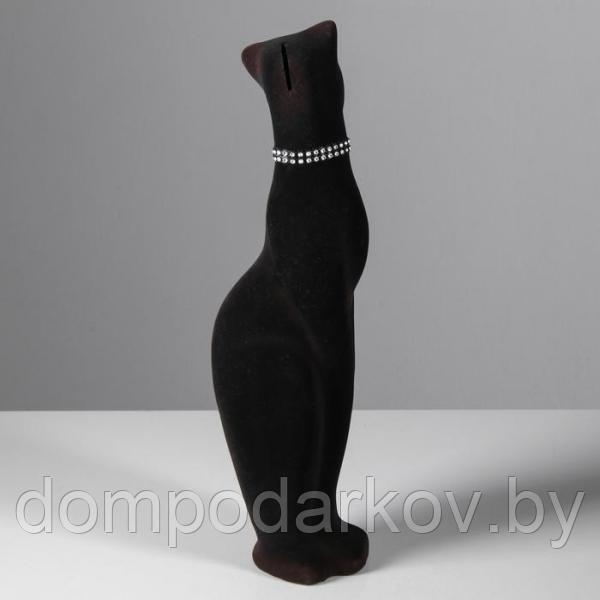 Копилка "Кошка Багира в ожерелье" флок, чёрная - фото 3 - id-p105977247