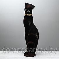 Копилка "Кошка Багира в ожерелье" флок, чёрная, фото 5