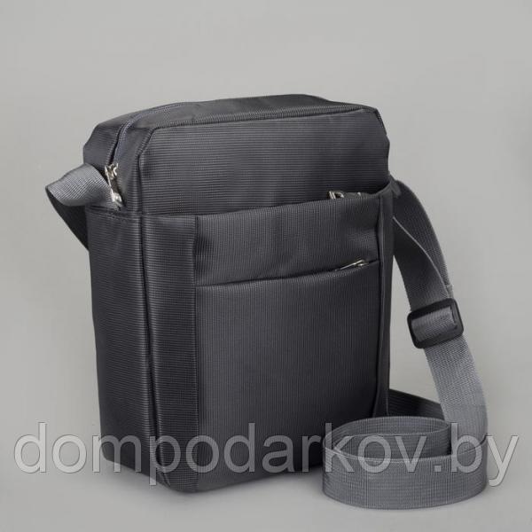 Планшет мужской, 1 отдела, 2 наружных кармана, длинный ремень, цвет черный - фото 1 - id-p105977251