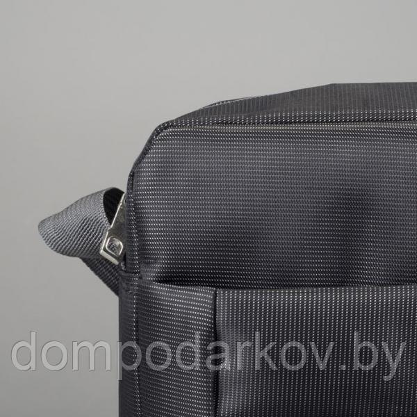 Планшет мужской, 1 отдела, 2 наружных кармана, длинный ремень, цвет черный - фото 4 - id-p105977251