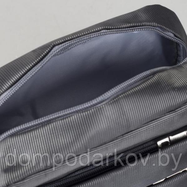 Планшет мужской, 1 отдела, 2 наружных кармана, длинный ремень, цвет черный - фото 5 - id-p105977251