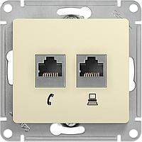 Glossa РОЗЕТКА двойная RJ45+RJ45 кат. 5Е, механизм, БЕЖЕВЫЙ GSL000285KK