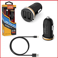 Автомобильное зарядное устройство LDNIO Dual USB + Lightning кабель (DL-C22) 2.1A