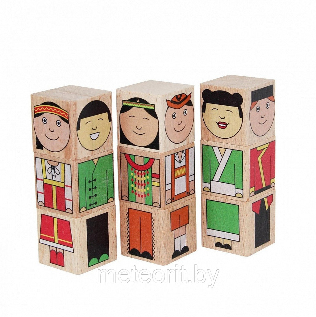 Кубики Народы мира Игрушка детская деревянная - фото 1 - id-p106003056