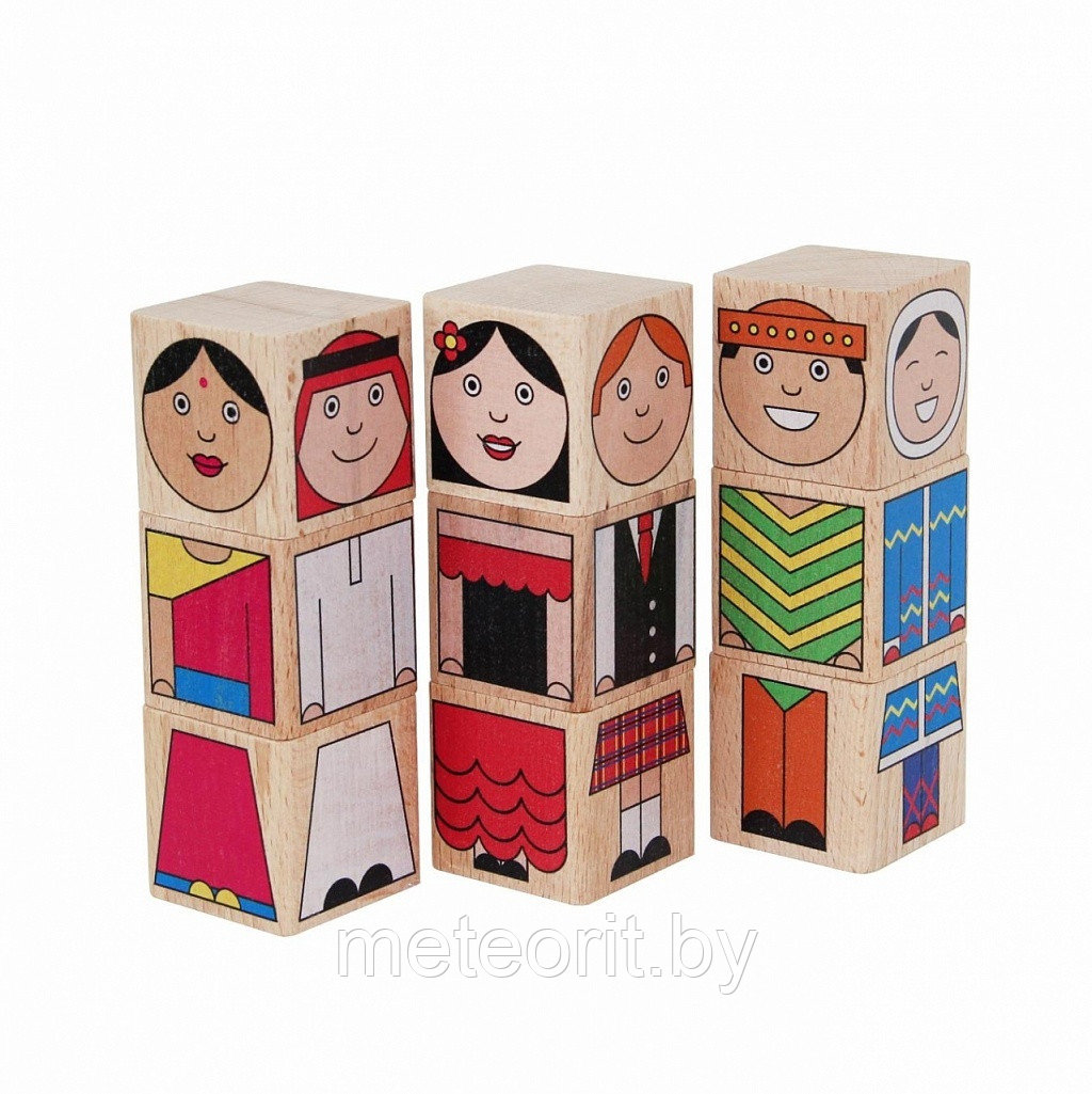 Кубики Народы мира Игрушка детская деревянная - фото 2 - id-p106003056