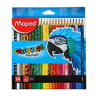 Карандаши 24 цвета Maped Color Peps Animals, трехгранные