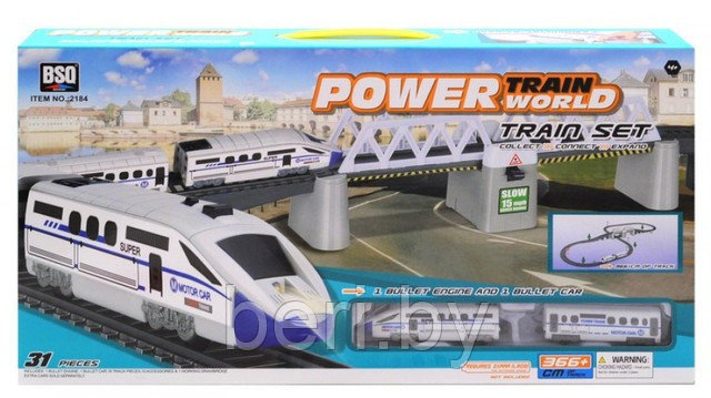 2184 Железная дорога с поездом суперэкспресс Power Train World, свет+ звук, длина полотна 366 см - фото 4 - id-p106041572