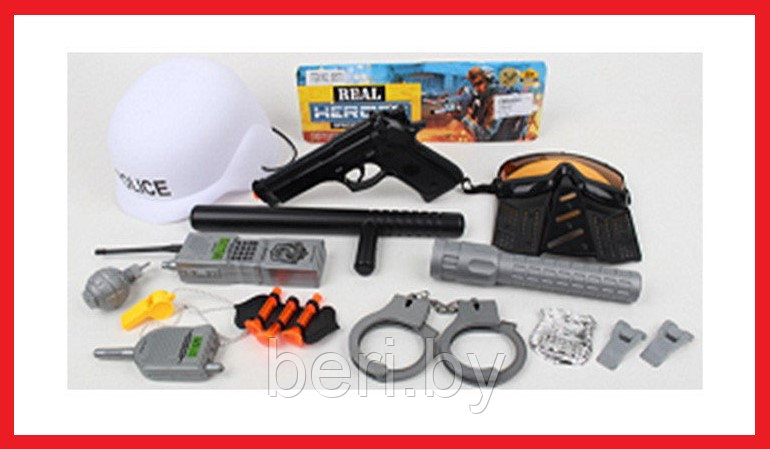 88570 Набор полицейского, 15 предметов, с пистолетом на пулях-присосках, игровой набор