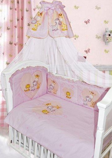 Комплект в кроватку Сафари 7 предметов розовый - фото 1 - id-p73172571
