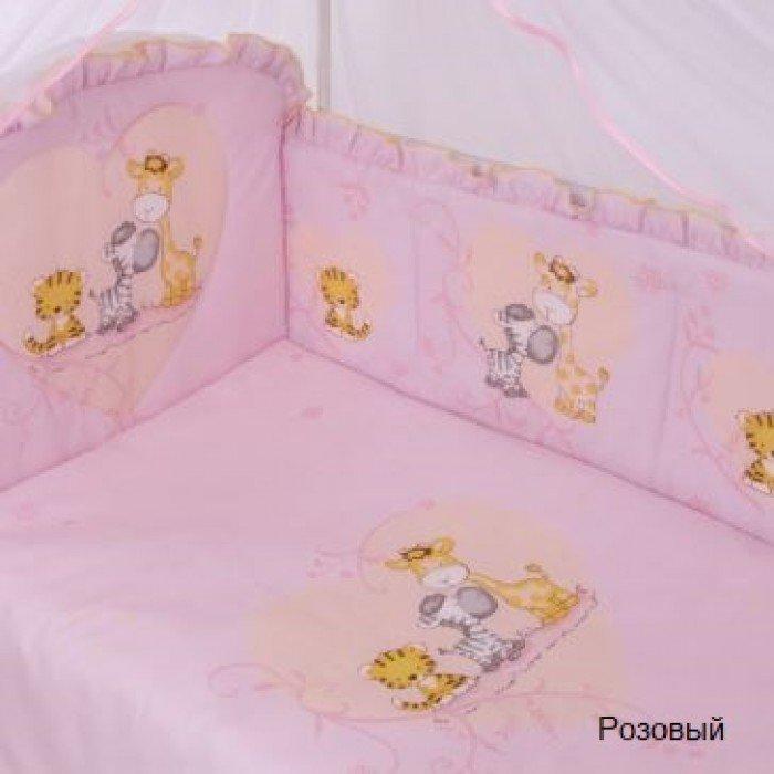 Комплект в кроватку Сафари 7 предметов розовый - фото 3 - id-p73172571