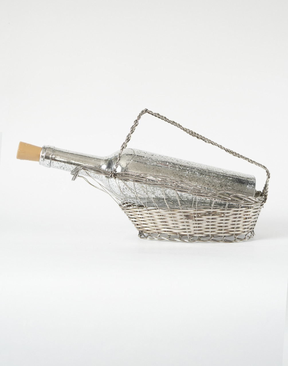 Подставка для винной бутылки Корзинка серебряная - фото 2 - id-p106065954