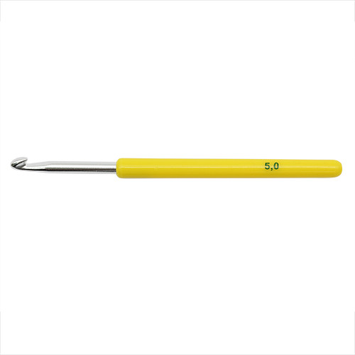Крючок для вязания металлический с пластиковой ручкой 5мм