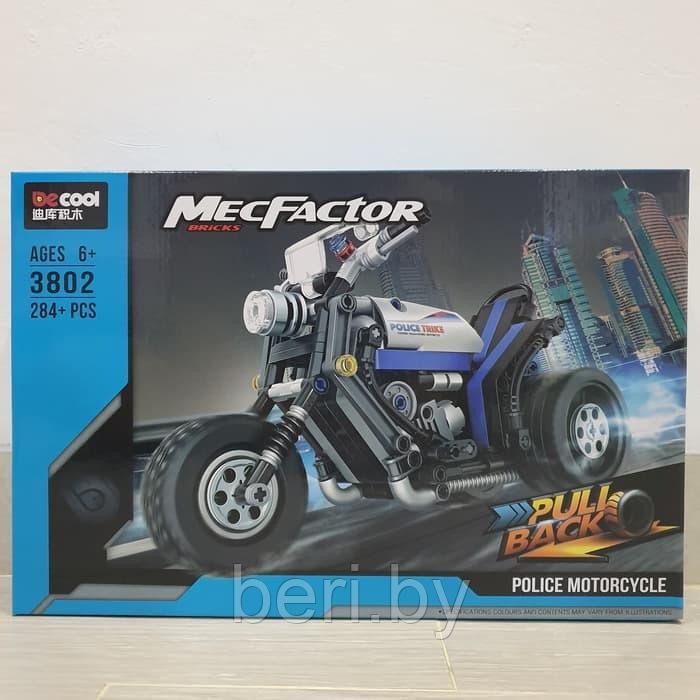 3802 Конструктор DECOOL Technic MecFactor "Полицейский мотоцикл", аналог LEGO Technic,  284 детали