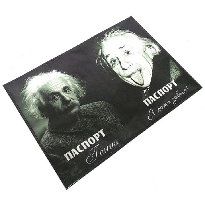 Обложка на паспорт «Эйнштейн» кожаная - фото 1 - id-p106102533