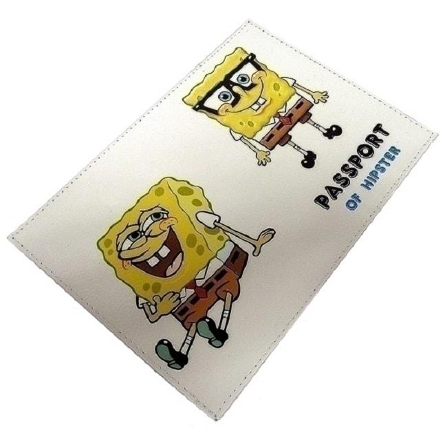 Обложка на паспорт «Sponge Bob» кожаная