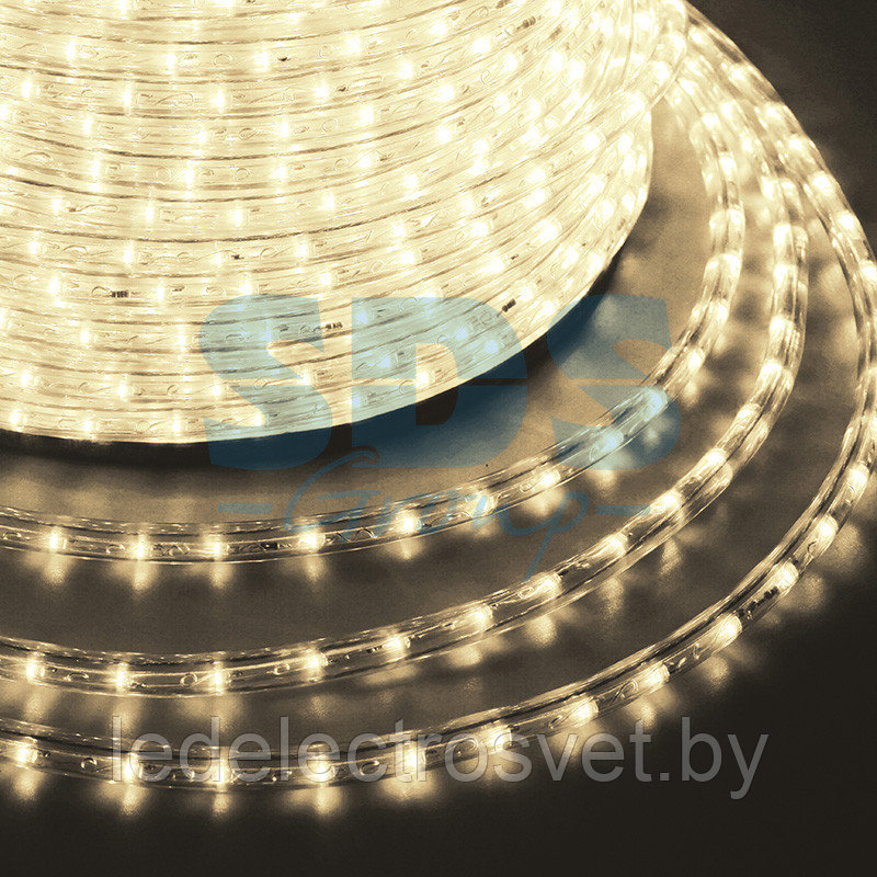 Дюралайт LED, постоянное свечение (2W) - ТЕПЛЫЙ БЕЛЫЙ, 24 LED/м Ø10мм, бухта 100м - фото 1 - id-p106103687