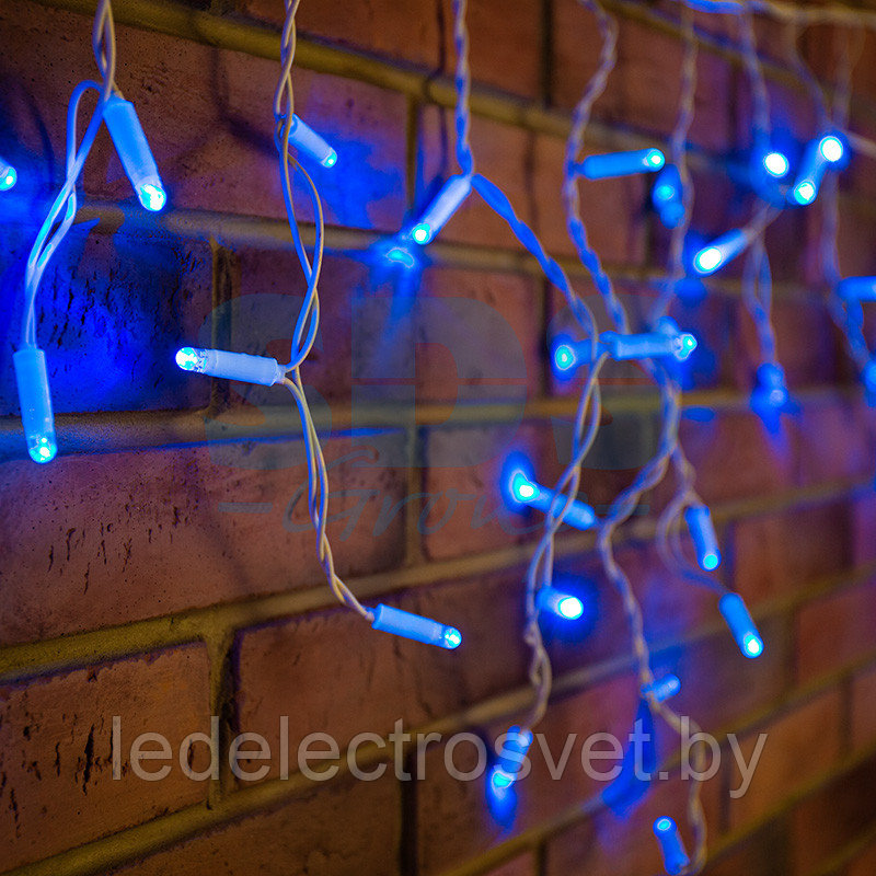 Гирлянда Айсикл (бахрома) светодиодный, 1,8 х 0,5 м, белый провод, 230 В, диоды синие, 48 LED