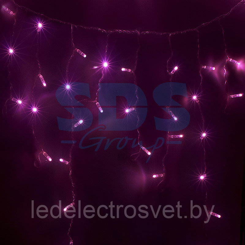 Гирлянда Айсикл (бахрома) светодиодный, 2,4 х 0,6 м, белый провод, 230 В, диоды розовые, 88 LED NEON-NIGHT