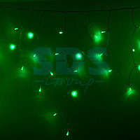 Гирлянда Айсикл (бахрома) светодиодный, 2,4 х 0,6 м, прозрачный провод, 230 В, диоды зелёные,  88 LED