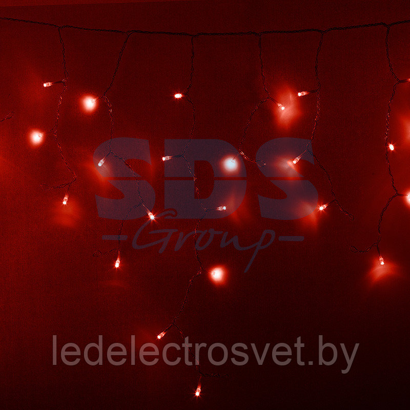 Гирлянда Айсикл (бахрома) светодиодный, 2,4 х 0,6 м, прозрачный провод, 230 В, диоды красные, 88 LED