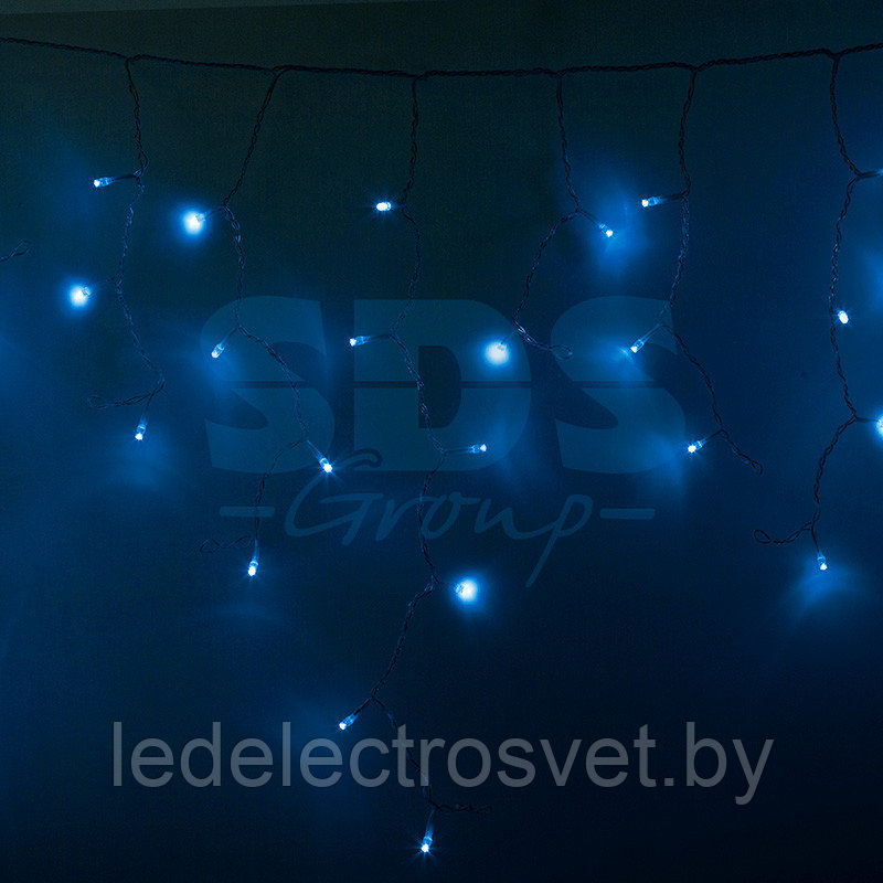 Гирлянда Айсикл (бахрома) светодиодный, 2,4 х 0,6 м, прозрачный провод, 230 В, диоды синии, 88 LED NEON-NIGHT