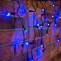 Гирлянда Айсикл (бахрома) светодиодный, 2,4 х 0,6 м, черный провод, 230 В, диоды синие, 88 LED NEON-NIGHT